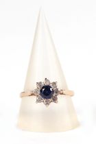 A 9ct gold cluster ring, approx UK size S, 2g.