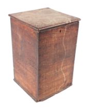 A 19th century elm four division bottle box, 25cm wide.