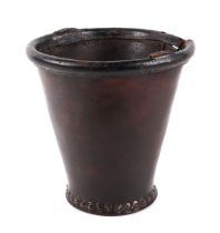 A 19th century leather fire bucket, 20cm diameter. (lacks handle)