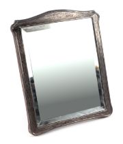 A silver strut table mirror, with indistinct Birmingham hallmarks, possibly 1921, overall 25 by