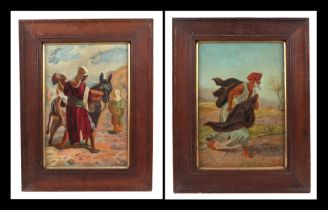 Early 20th century Middle Eastern School - A Bedouin Figure in a Landscape - gouache; together