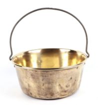 A polished brass preserve pan, 37cm diameter.