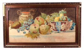 English school 19th century, still life of fruit, water coloured, indistinctly signed lower right,