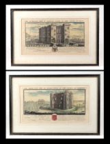 Local interest: two hand coloured engravings by J & N Buck, depicting the south east view of Wardour