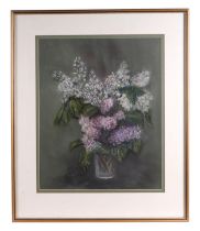 MaClain- Burrow (modern British) - Lilac - pastel, framed & glazed, 31 by 39cms.