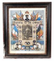 A WWI Faithful to the Empire certificate in its period frame. Having a photograph to the centre
