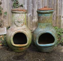 Two terracotta chimeneas, 51cm high (2).