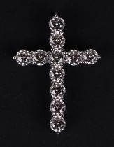 A certificated 9ct white gold diamond cross pendant, diamonds approx 2.14ct, certificate number