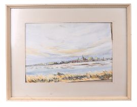 Ralph Shaw (Modern British)- Estuary scene, signed lower right corner, watercolour, framed and