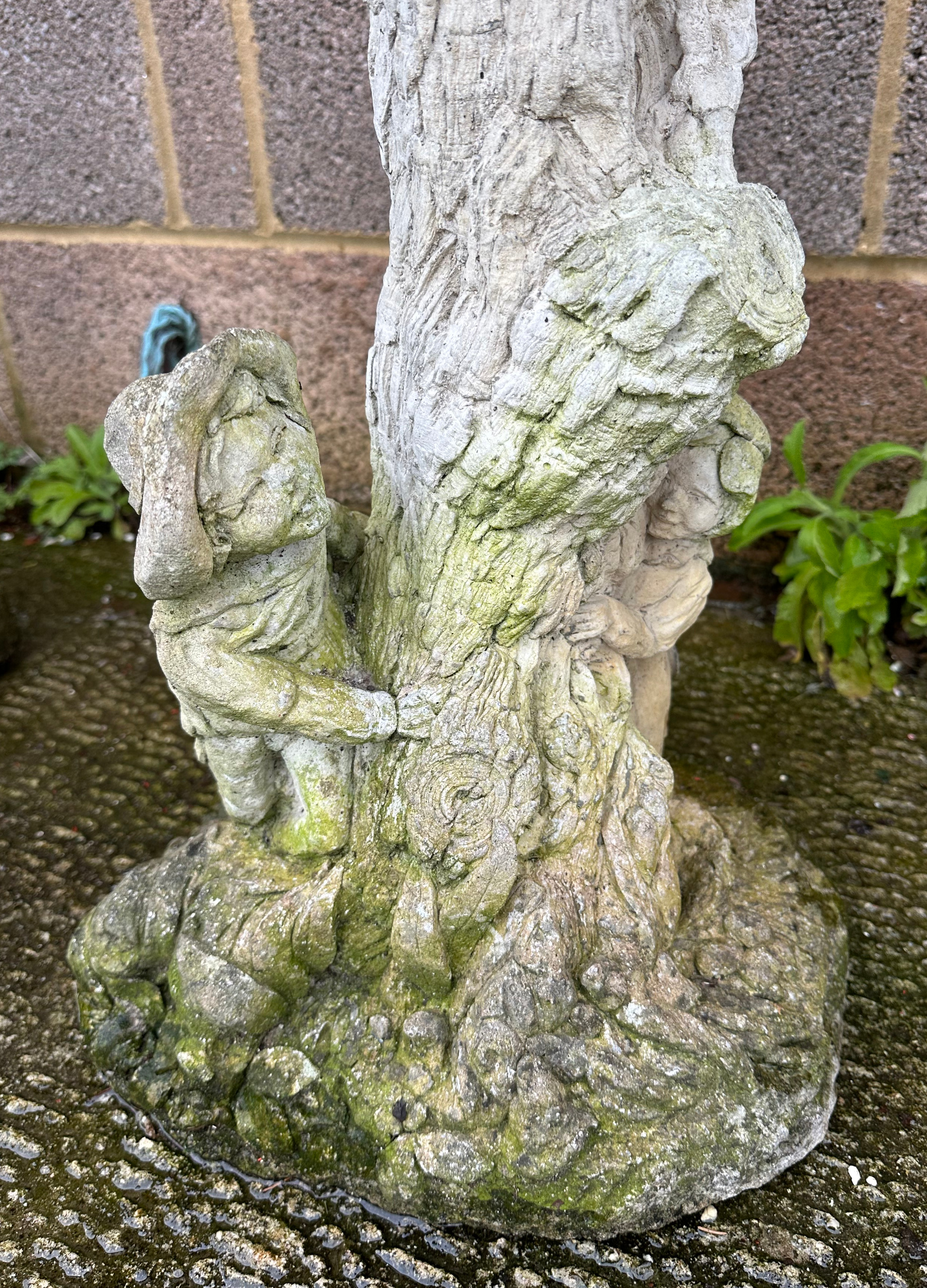 A well weathered stoneware bird bath, 61cm high. - Image 2 of 3