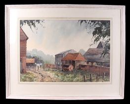 Duncan Russell (modern British) - Somerden Farm - signed lower right, watercolour, framed &