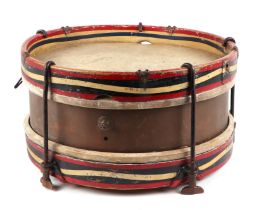 A vintage marching drum, with painted decoration, 37cm.