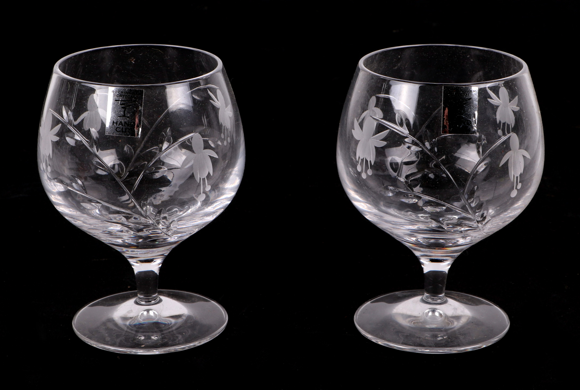 A 19th century cut glass water jug, 12cm high; a pair of crystal brandy glasses and other similar - Image 5 of 6