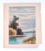 Abraham Hulk Junior (1851-1922) - River Scene - signed lower right, watercolour, unframed, 17.5 by