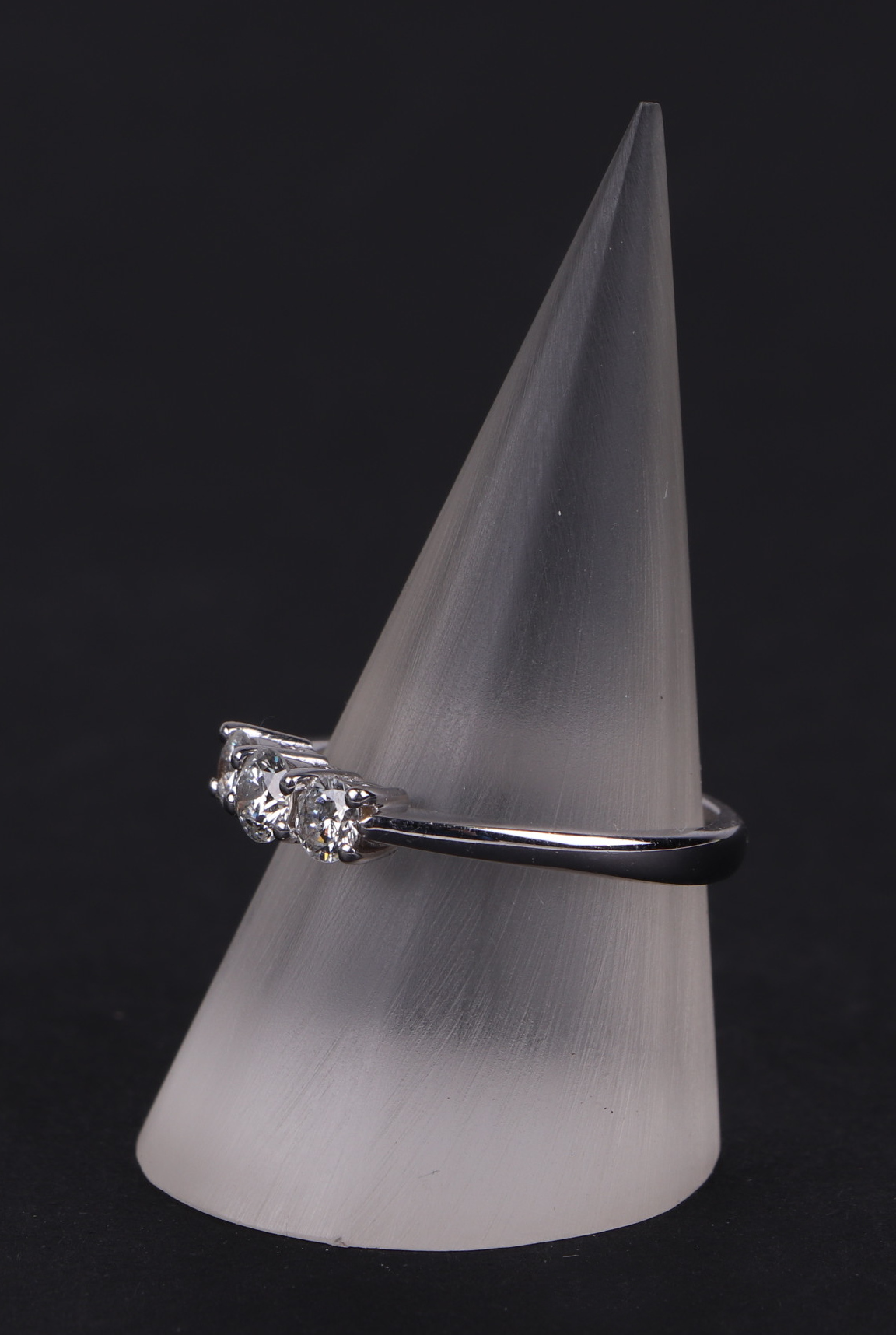 A certificated 18ct white gold graduated three stone diamond ring, diamond approx 0.51ct, approx - Image 3 of 8