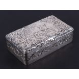 An Edwardian silver dressing table box, decorated in relief with romantic figural scene,