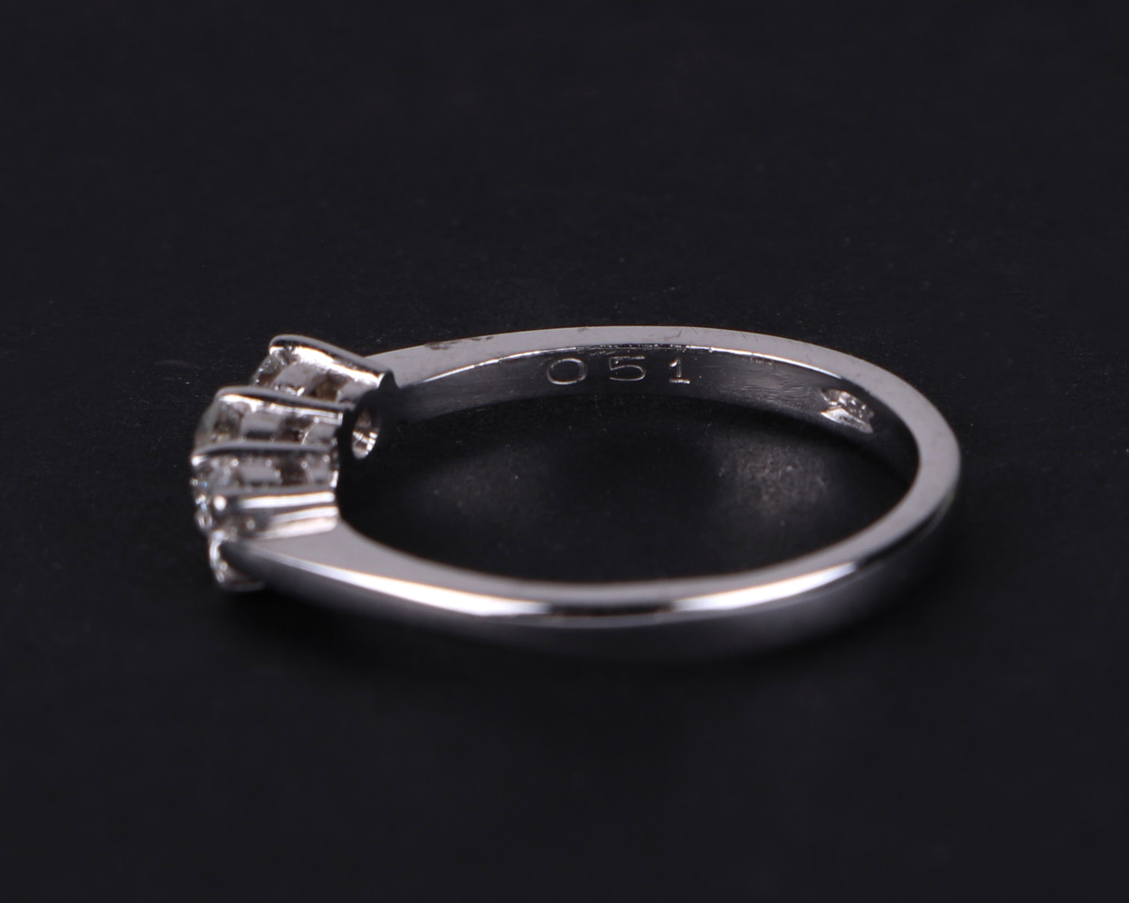 A certificated 18ct white gold graduated three stone diamond ring, diamond approx 0.51ct, approx - Image 5 of 8