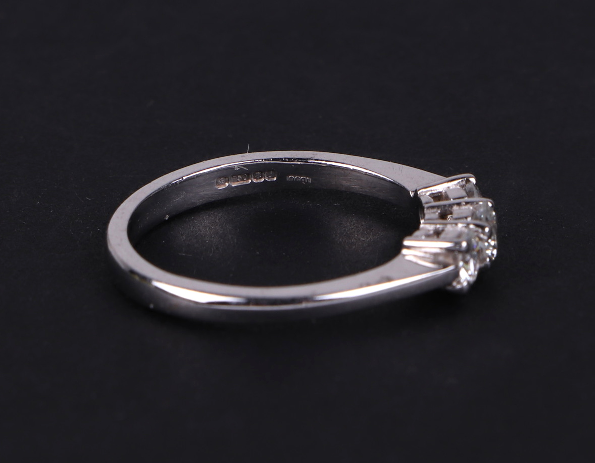 A certificated 18ct white gold graduated three stone diamond ring, diamond approx 0.51ct, approx - Image 7 of 8