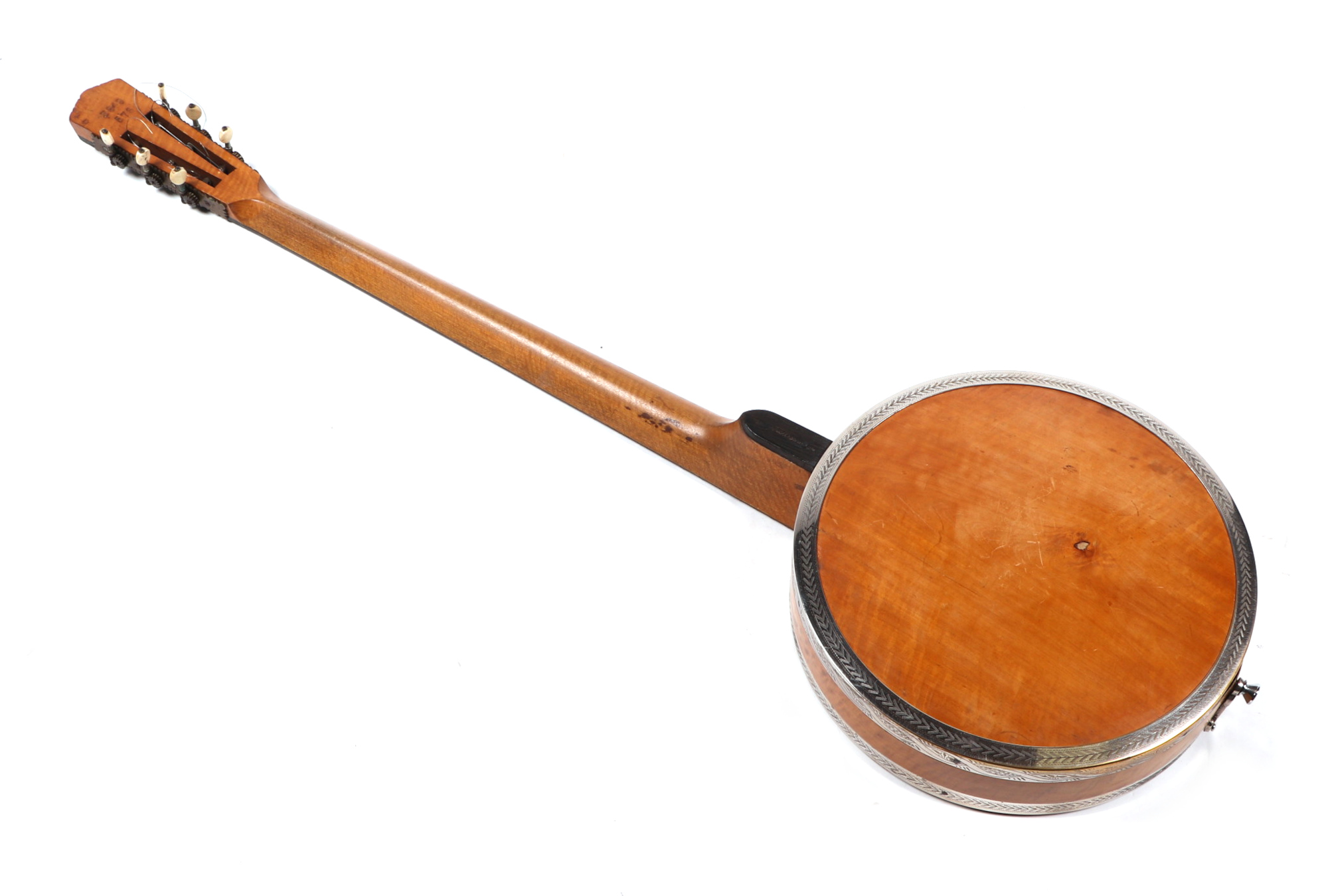 An AD Cammeyer patent six string banjo, serial no.3949576, in later hard carry case. - Image 3 of 4