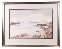 Olga M Kardas (20th century school) - Poole Harbour from Brownsea - watercolour, framed and