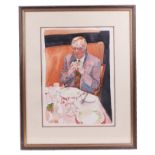 Finch(?) Modern British- A head and shoulder portrait of Tim Rice at Le Manoir restaurant, signed