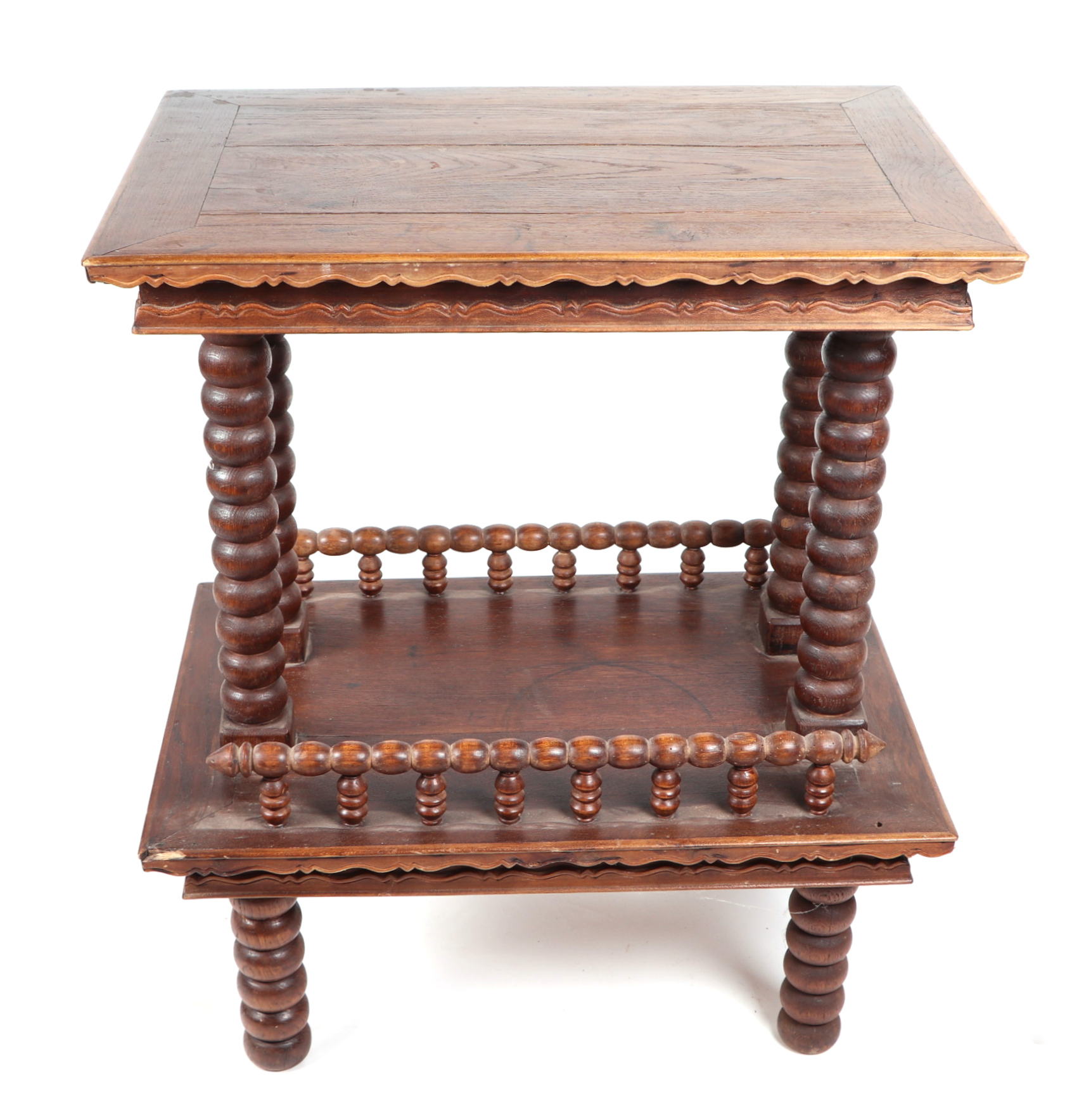 An Edwardian oak two-tier buffet on bobbin turned supports, 72cm wide. - Image 2 of 2