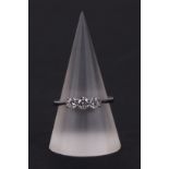 A certificated 18ct white gold graduated three stone diamond ring, diamond approx 0.51ct, approx