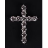 A certificated 9ct white gold diamond cross pendant, diamonds approx 2.14ct, certificate number