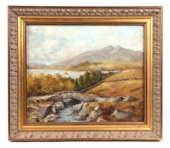 P K Todd - Ashness Bridge Near Derwentwater- oil on board, signed lower left, framed. 29 by 24cm,