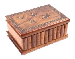 An Italian Sorrento ware jewellery box, the top decorated with swallows, 24cm wide.