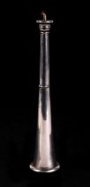 An early 20th century novelty silver plated table lighter, in the form of a hunting horn, 23cm high.