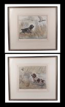 After Henry Wilkinson, a pair of aquatint etchings depicting gundogs, signed in pencil in the