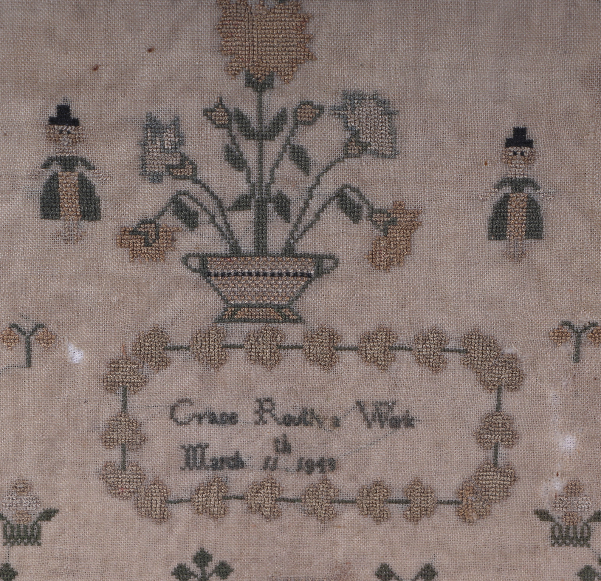 A George IV sampler with verse and figures within a meandering boarder, by Grace Routh (March 11th - Image 3 of 7