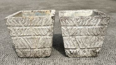 A pair of reconstituted stone rectangular planters, 25cm wide, (2).