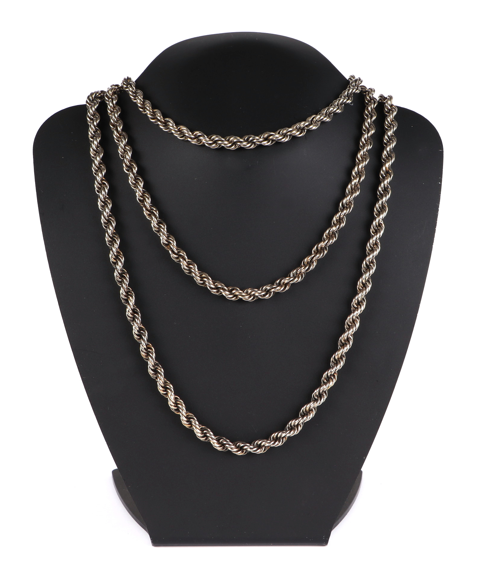 A white metal rope twist longuard chain, together with another fancy link longuard chain, total - Image 4 of 6