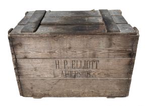 H.P.Elliott ALDERSHOT wooden packing crate, 72cm wide.