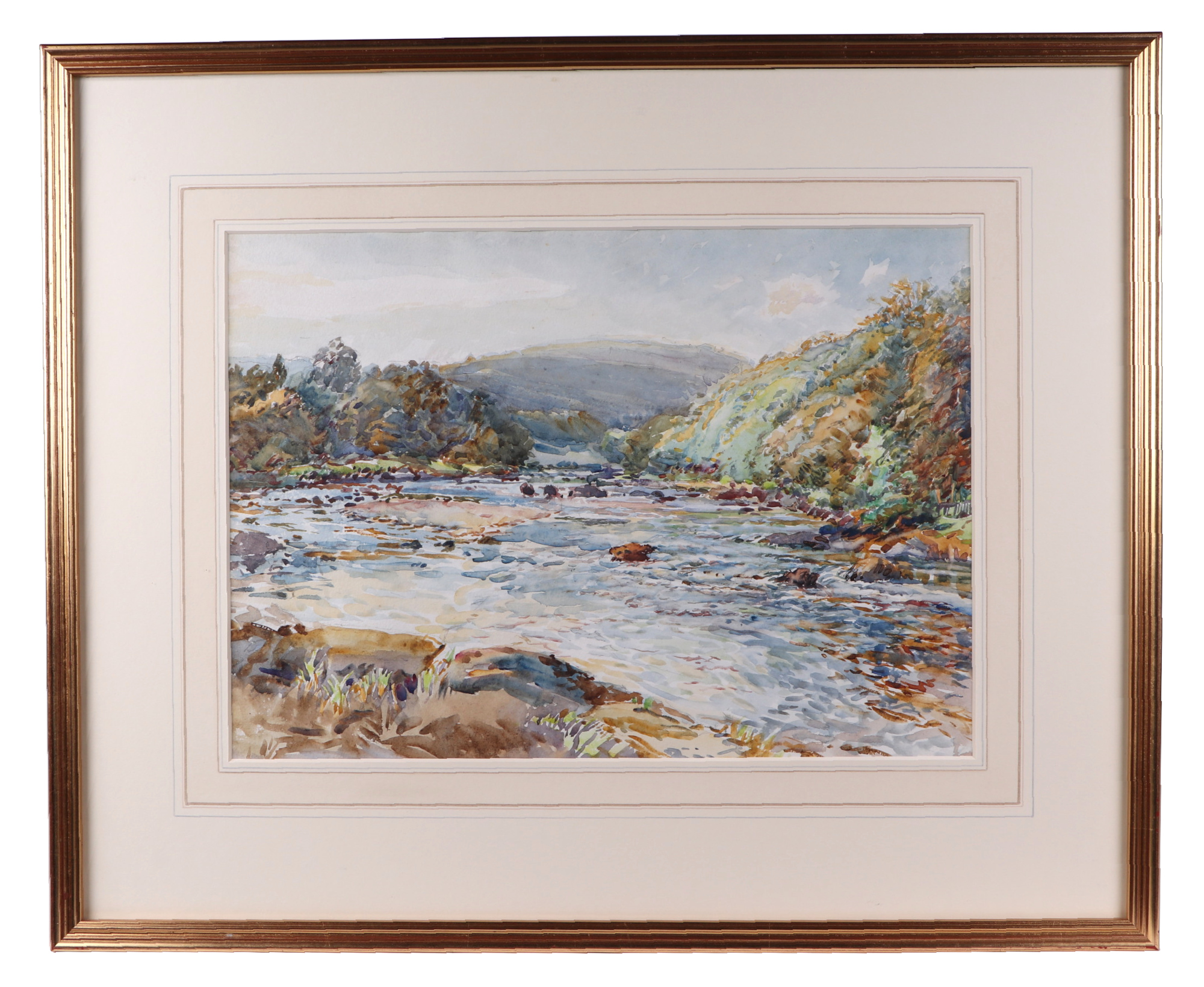 George Anderson (1856-1945), "On the Teign", watercolour, signed lower left, Swan Gallery label