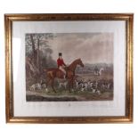 After W Webb, a 19th century colour engraving - John Mytton Esq, Halston Salab- depicting hounds