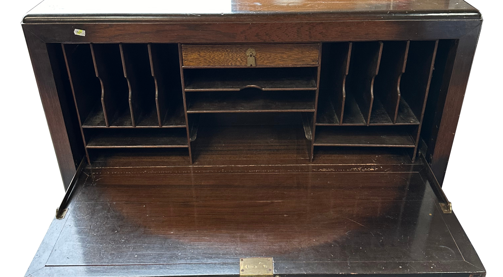 A Chinese hardwood writing cabinet, with carved panels, the full front enclosing fitted interior - Image 3 of 3