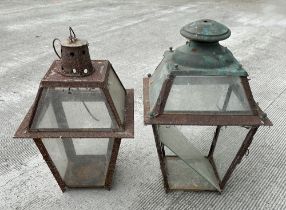 Two late 19th century lanterns, largest 60cm high (2).(a/f)