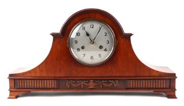 An Edwardian German Junghans mantle clock, fitted a Wurttenburg A52 eight day movement, on a gong,