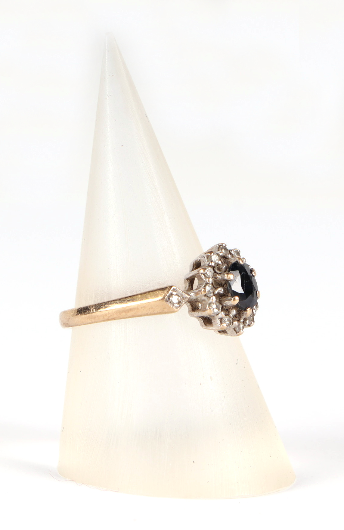 A 9ct gold sapphire and diamond cluster ring, approx 2g, UK size K. - Image 2 of 5