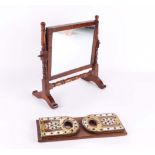 A Victorian walnut book slide, together with a mahogany toilet mirror (2).