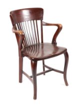 Early 20th century mahogany and beech desk chair.