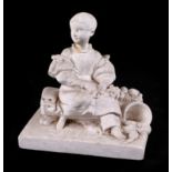 After Lucius Gahagan (1773-1855), a plaster group, depicting a young child seated on a stool