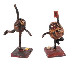 Two Japanese Meiji period craved wooden Kobi toys, largest 13cm tall (2).