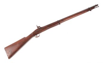 A 19th Enfield-style musket, with percussion black power cap, ram rod, and walnut stock, 121cm
