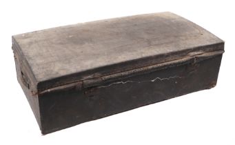 A large Victorian travel trunk, with leather carrying handles, 128cm long.