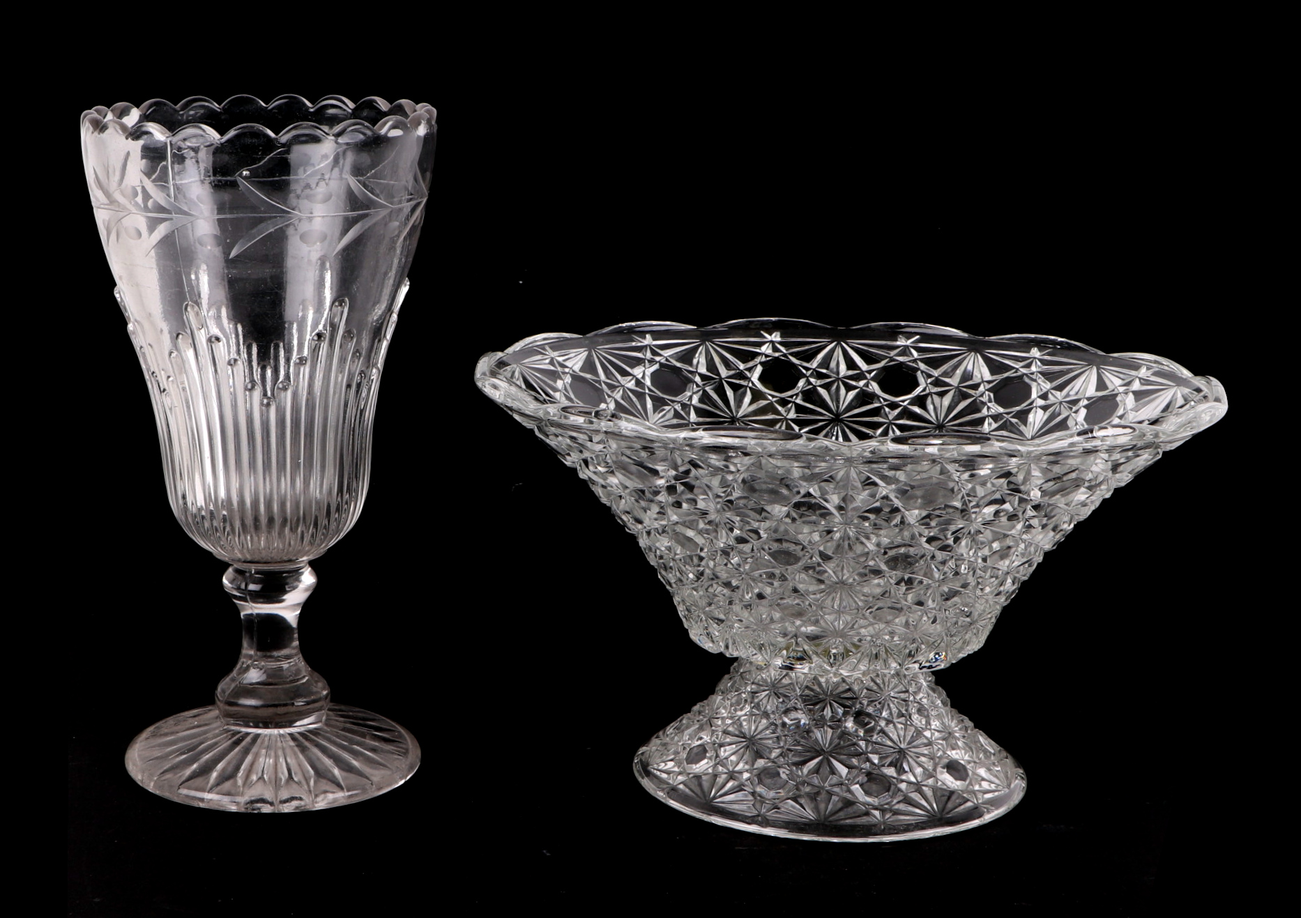 A set of 12 cranberry glass wine glasses, with matching carafe, a celery vase, a pair of spiral - Image 2 of 6
