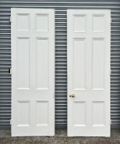 A large pair of white painted panel doors, removed from a London property, each 88 by 256cm.